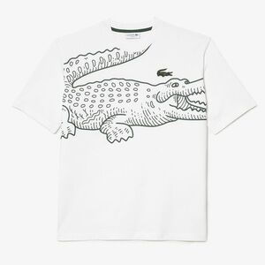 Lacoste White and Green Crocodile Graphic T-Shirt